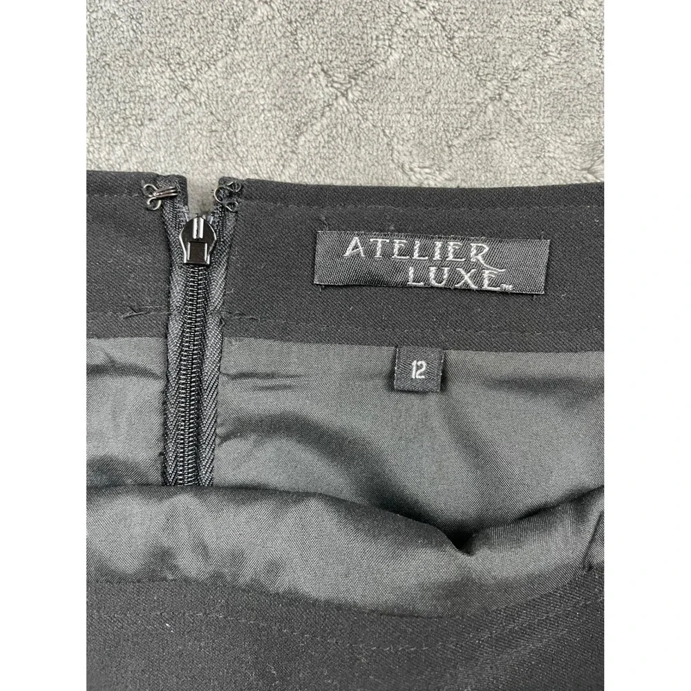 ATELIER LUXE Womens Black Pencil Skirt Size 12 Knee‎ Length Career